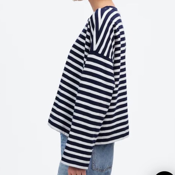 Madewell Striped Long Sleeve Crew Neck Pullover Sweater Top Small - Picture 4 of 13